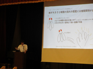 動物の体感時間について説明する中林 奨さん